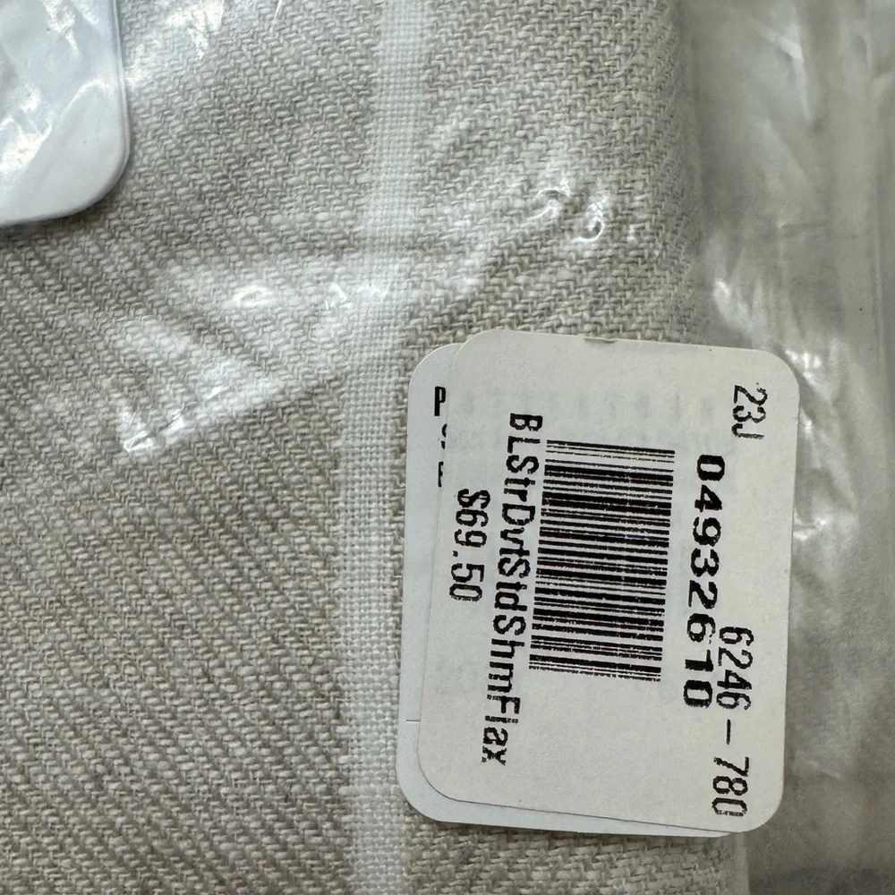 Pottery Barn Belgian Flax Linen Beige and White Striped Standard Pillow Sham Set